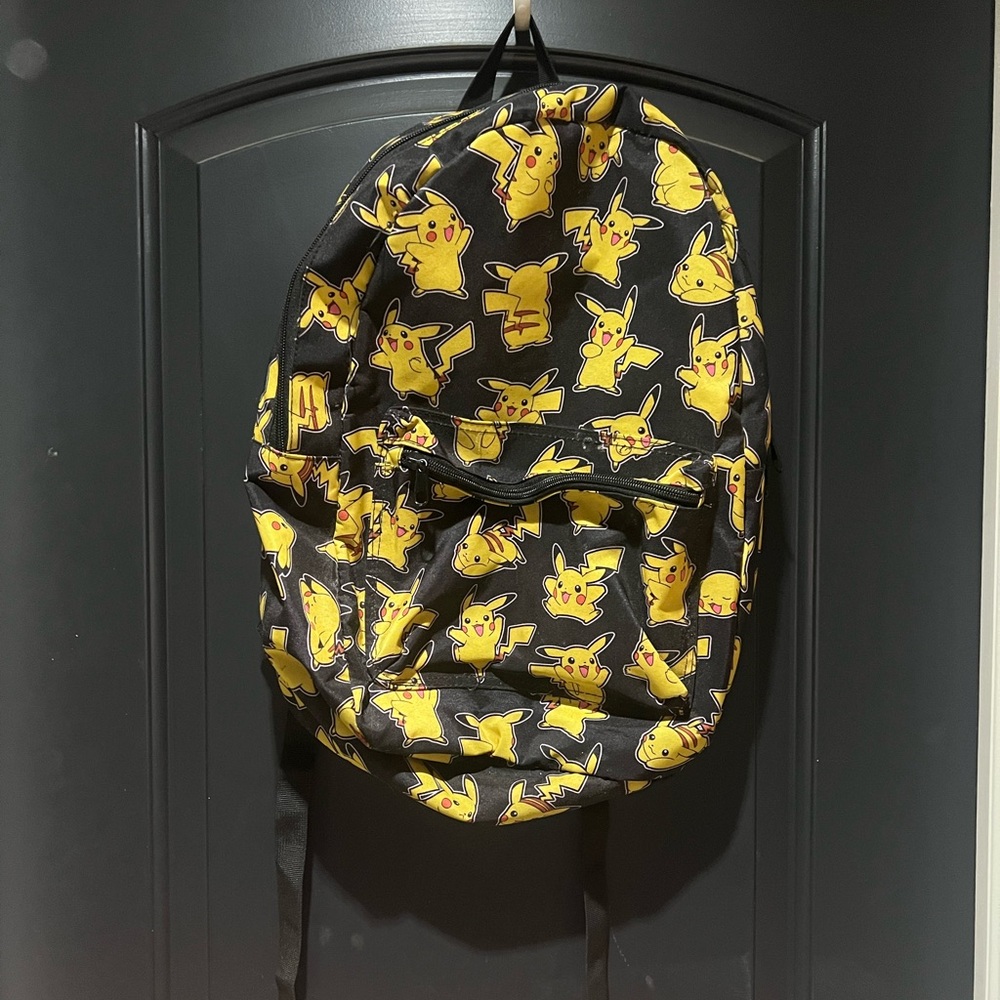 Black Backpack with Pikachu Design